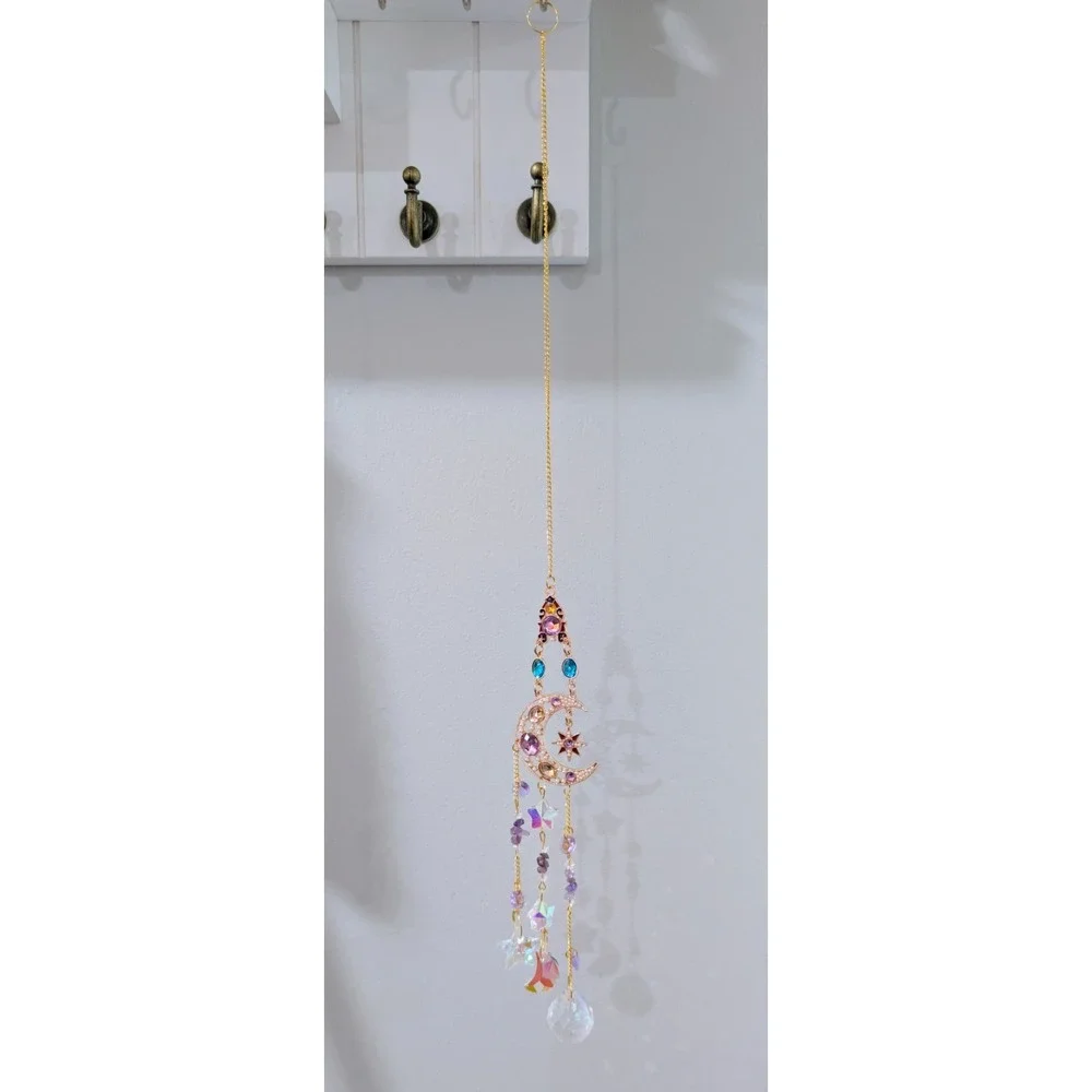 Crystal Suncatcher Rainbow Maker Prism Home Decor Celestial Moon Stars 17